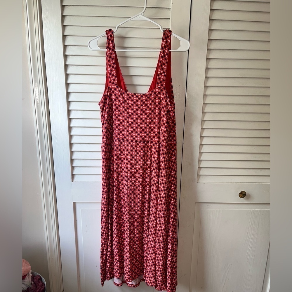 Boden Willa Jersey Dress Rosehip Apple Print size 16 L Faux Wrap Midi - Picture 6 of 6